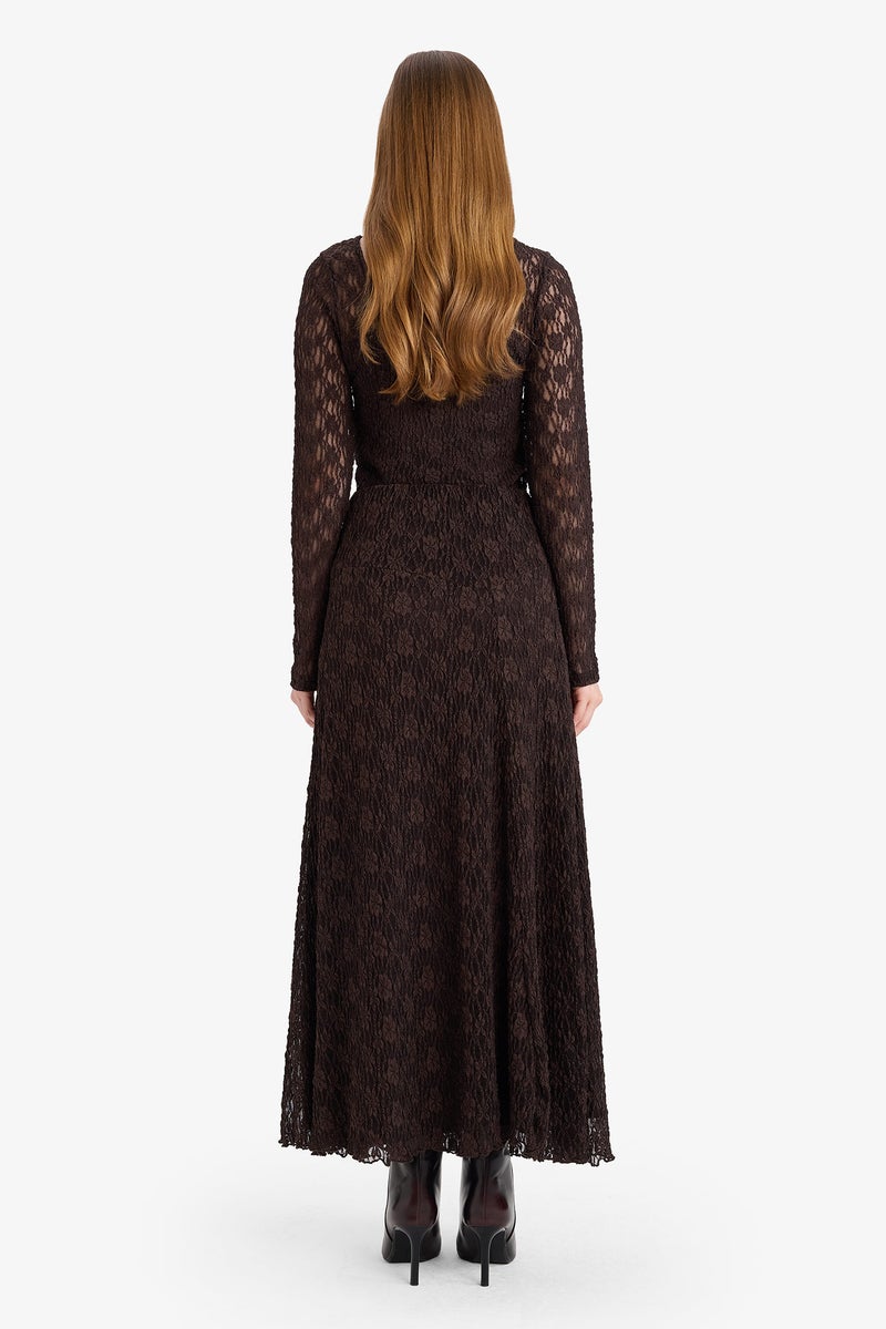 DeFacto Brown Woman A Cut Lace Skirt Casual - Image 5